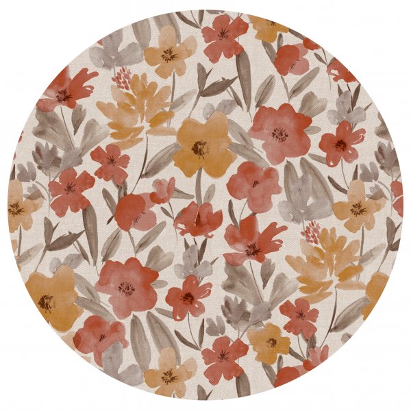 Wasdoek PVC Ronde Bloem - Terracotta