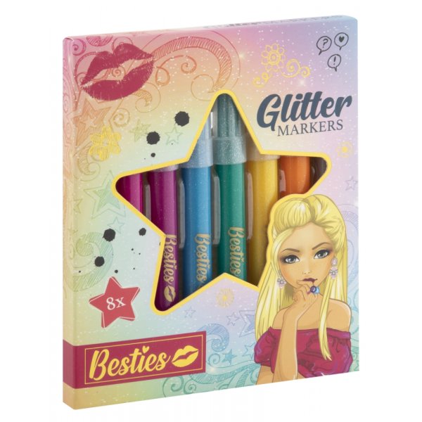 Glitterpennen in leuke kleuren, 8-pack