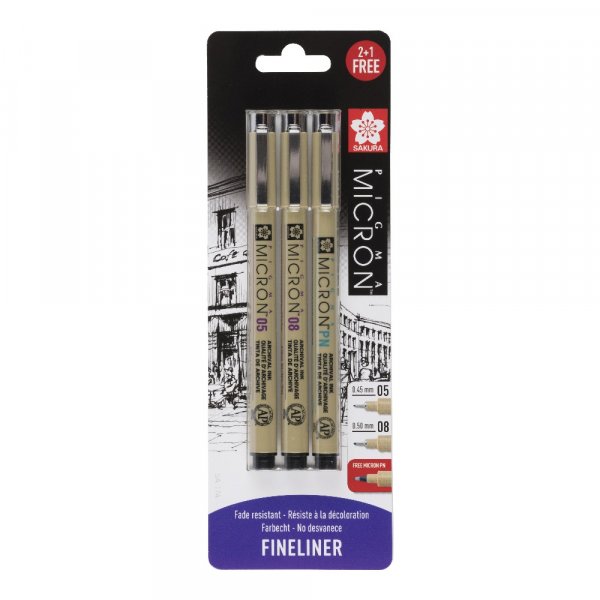 Fineliner Pigma Micron Set - 3 pennen (05, 08, PN)