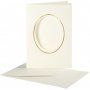 Passepartout kaart met envelop - gebroken wit - ovaal met gouden rand - 10 sets