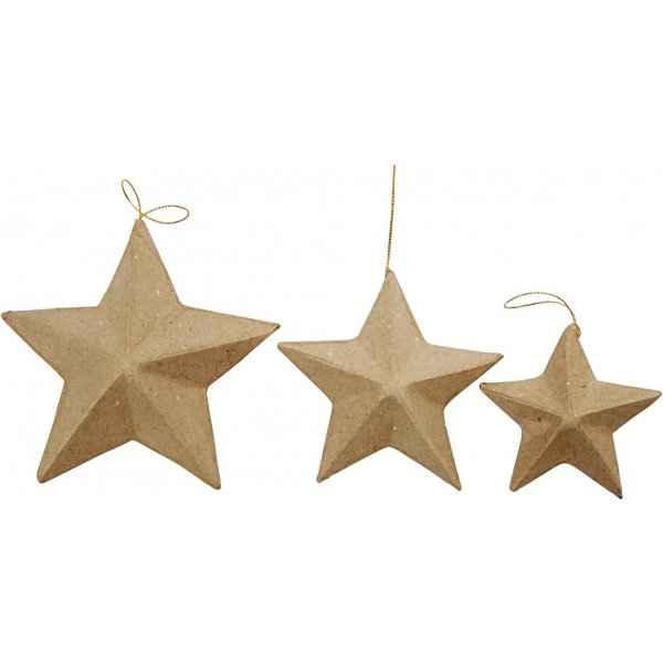 Papier-maché sterren - 6 st Papier-maché sterren - 6 st