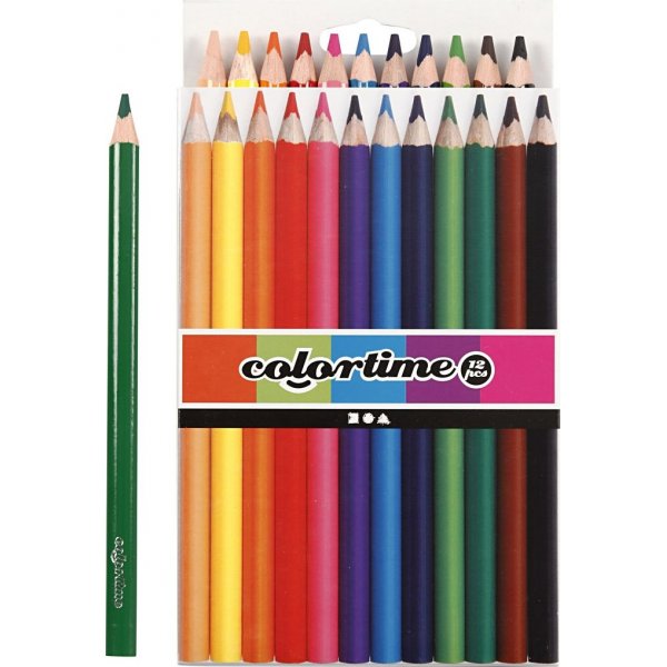 Colortime Kleurpotloden - gemengde kleuren - JUMBO - 12 st