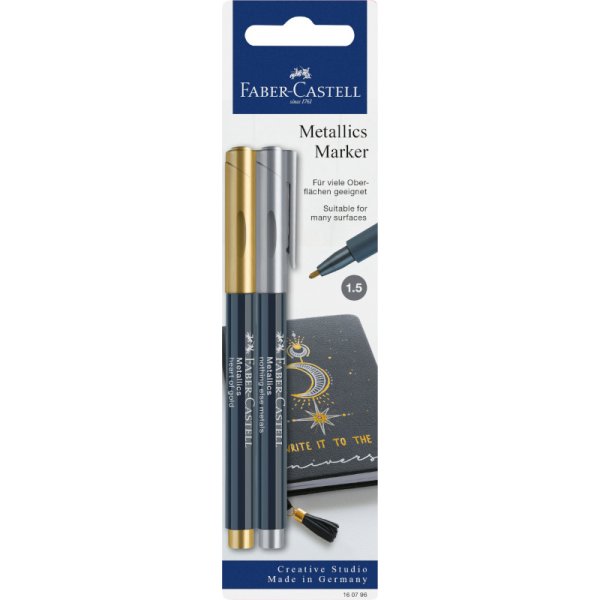 Vezelpennenset - Faber-Castell - Metallic markers - Goud en zilver