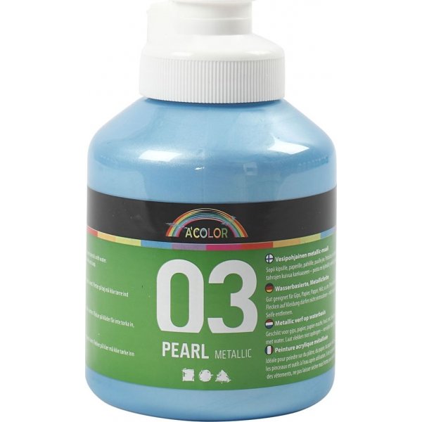 Schoolverf Acryl - Metallic - lichtblauw - metallic - 500 ml