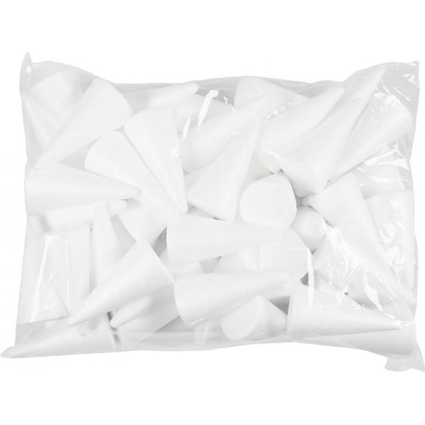 Piepschuim kegels - wit - Ø5,5 cm - 50 st Piepschuim kegels - wit - Ø5,5 cm - 50 st