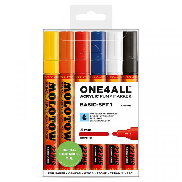 Acrylstiften One4All 4mm 6 Pennen - Basic I