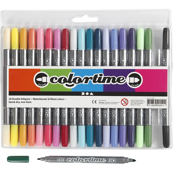 Colortime Dubbele marker - complementaire kleuren - 20 st Colortime Dubbele marker - complementaire kleuren - 20 st