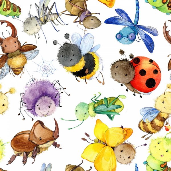Tricot met patroon 150 cm - Vitale kleine insecten