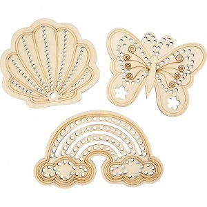 Houten vormen met gaten Regenboogschelp Vlinder 7,5-13 cm 24 stuks