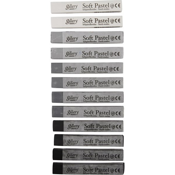 Gallery dry pastel - zwart/wit harmonie - 12 st Gallery dry pastel - zwart/wit harmonie - 12 st