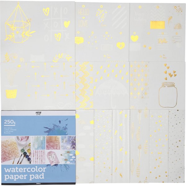 Kleurblok voor aquarel - wit - 12 vellen Kleurblok voor aquarel - wit - 12 vellen