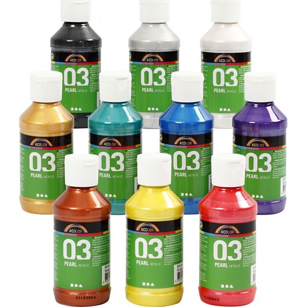 Schoolverf Acryl - Metallic - gemengde kleuren - metallic - 10 x 120 ml