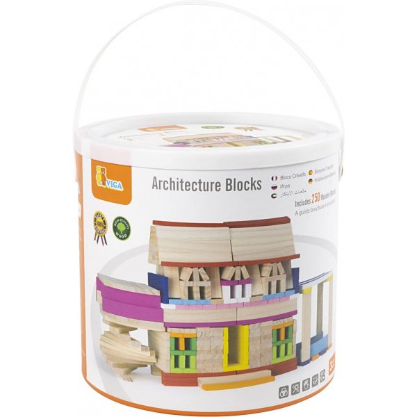 VIGA creatieve houten blokken - gemengde kleuren - 250 stuks VIGA creatieve houten blokken - gemengde kleuren - 250 stuks