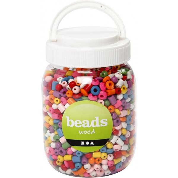 Houten kralen - gemengde kleuren en maten - 400 ml Houten kralen - gemengde kleuren en maten - 400 ml