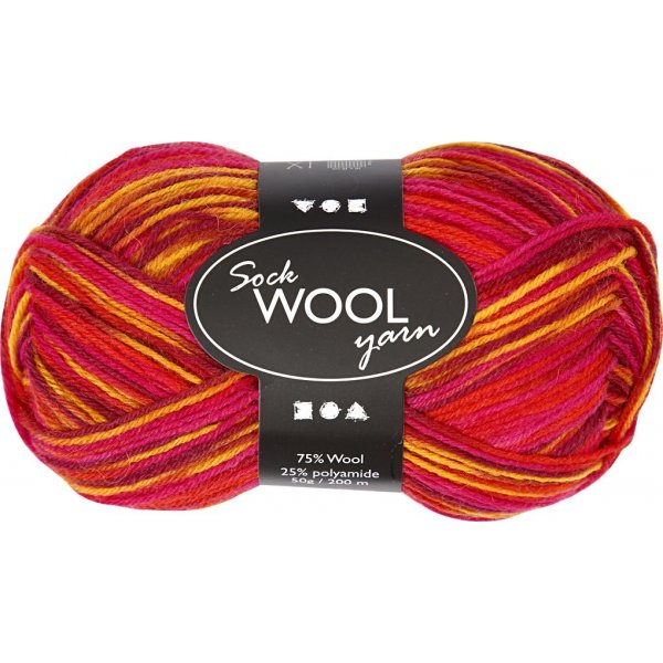 Sokkengaren - rood/oranje harmonie - 50 gr