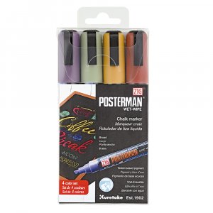 Marker ZIG Posterman Wet-Wipe 6mm 4 kleuren Marker ZIG Posterman Wet-Wipe 6mm 4 kleuren