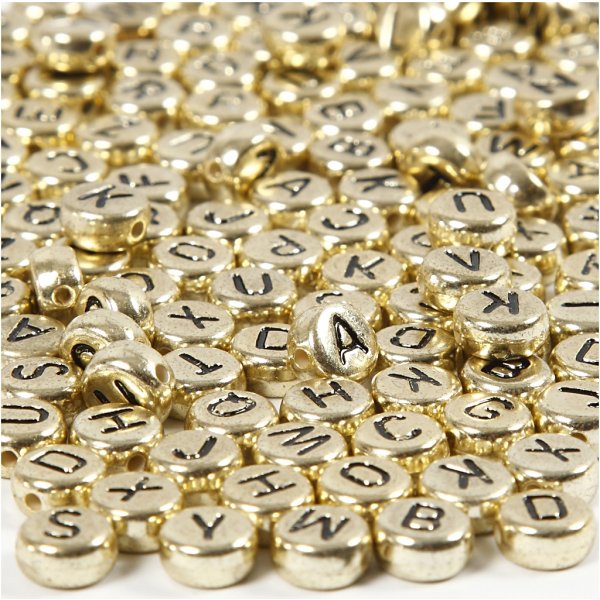Letterkralen - goud - Ø7 mm - ca. 200 st Letterkralen - goud - Ø7 mm - ca. 200 st