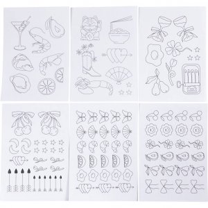 Wateroplosbare borduurvellen met decoratieve motieven, A5-formaat, 6 vellen. Wateroplosbare borduurvellen met decoratieve motieven, A5-formaat, 6 vellen.