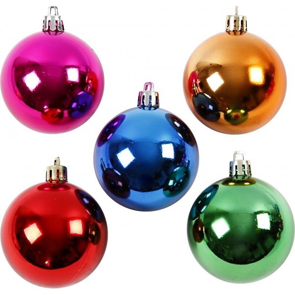 Kerstboomballen - felle kleuren - 6 cm - 20 st