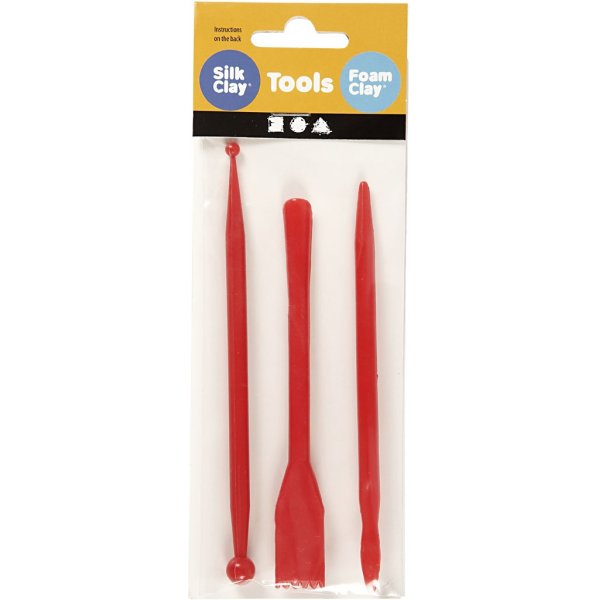 Boetseerstokjes - rood - 3 st