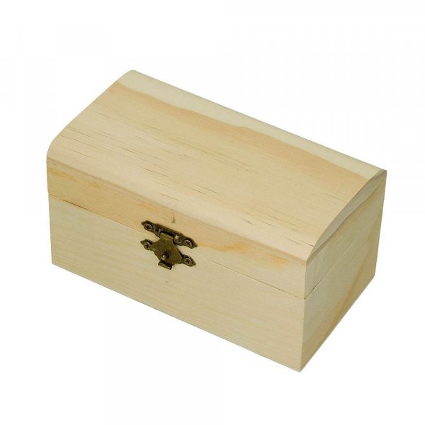 Houten kist 13,8 x 8 x 7,5 cm - onbehandeld afgerond deksel