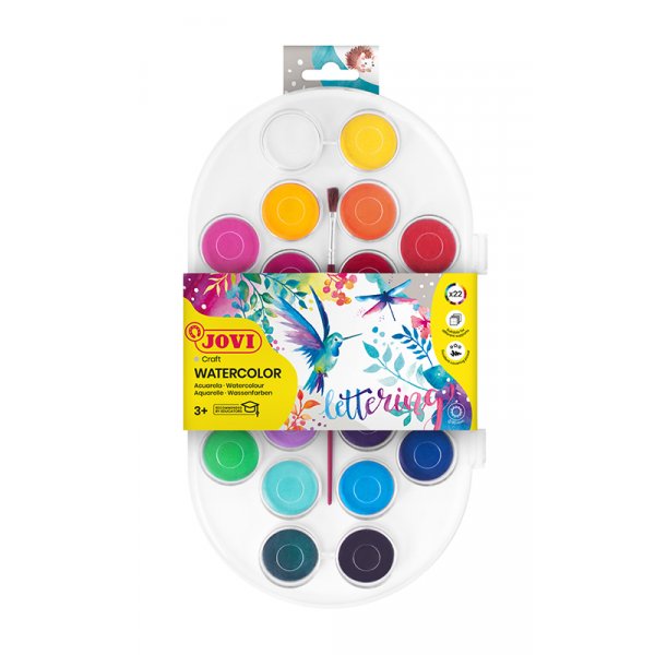 Waterverfset - Jovi - 22 kleurkoekjes + 1 penseel