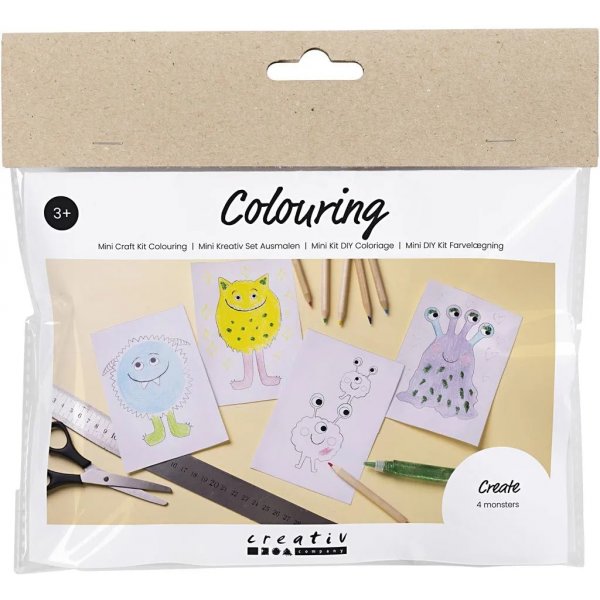 Mini DIY Kit Kleurplaat, Monster