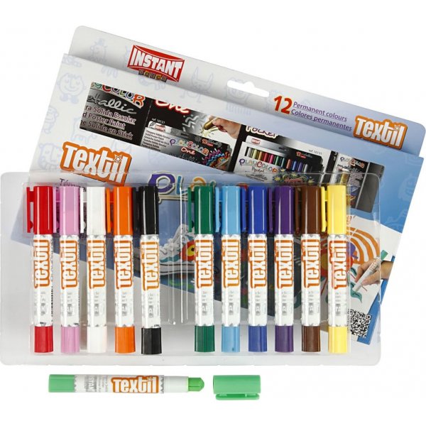 Playcolor Textielverf - gemengde kleuren - 12 st