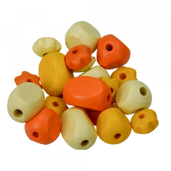 Houten kralen - geel mix 30 st. kleur-vorm mix