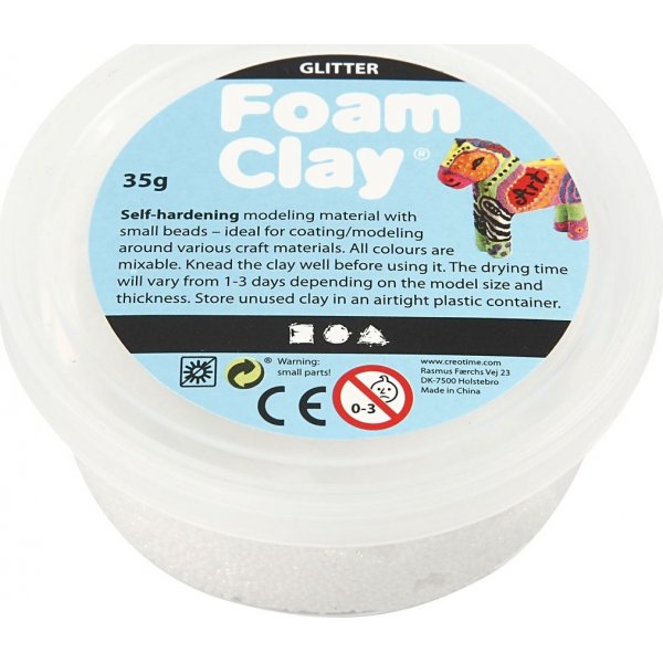 Foam Clay - wit - glitters - 35 gr