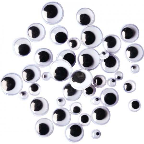 PET Ogen zwart en wit 7,10 & 15 mm - 300 st