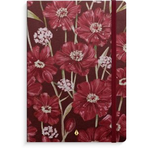Notitieboek Deluxe A5 bordeauxrood met bloemenprint