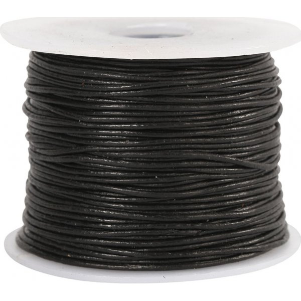 Leren koord - zwart - 1 mm - 50 m