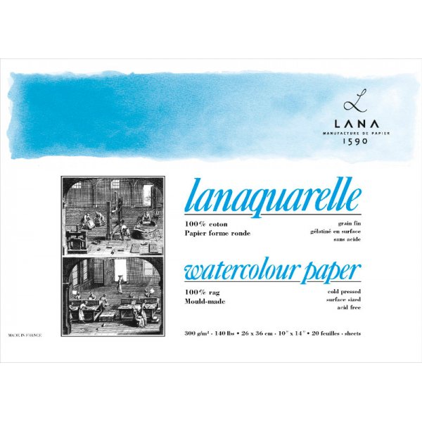 Aquarelblok Lana Lanaquarelle 300g Koudgeperst Medium Grng