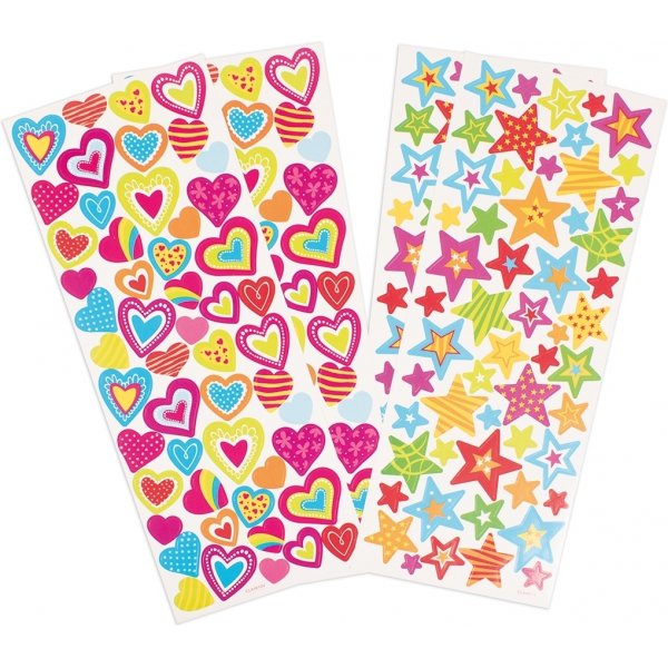 Stickers harten en sterren - 214 st