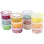 Glitterklei, gemengde kleuren, 72x20 ml