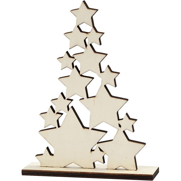 Kerstboom met sterren - 14,7 x 19,6 cm
