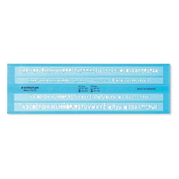 Sjabloonliniaal Font Transparant Blauw - 4 lijnen