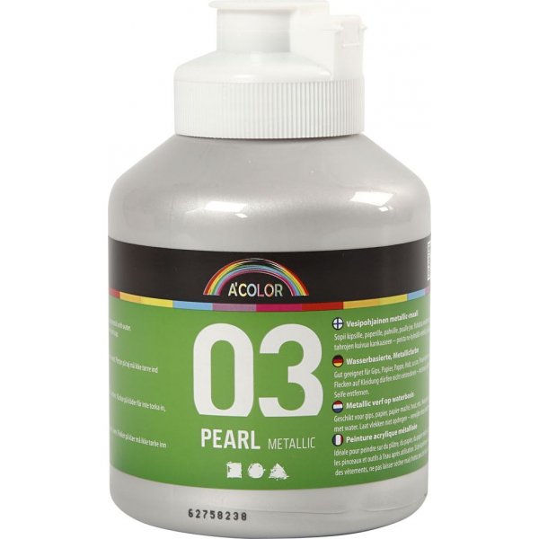 Schoolverf Acryl - Metallic - zilver - metallic - 500 ml
