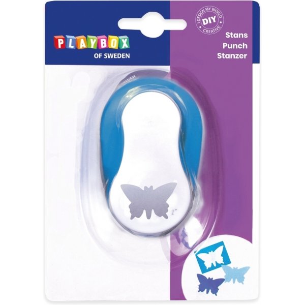 Punch vlinder 2,5 cm - Blauw/wit