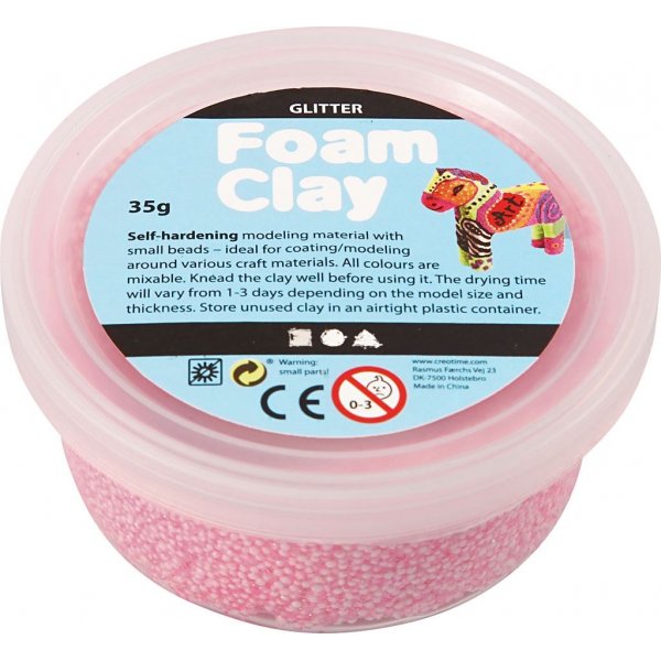 Foam Clay - lichtrood - glitter - 35 gr
