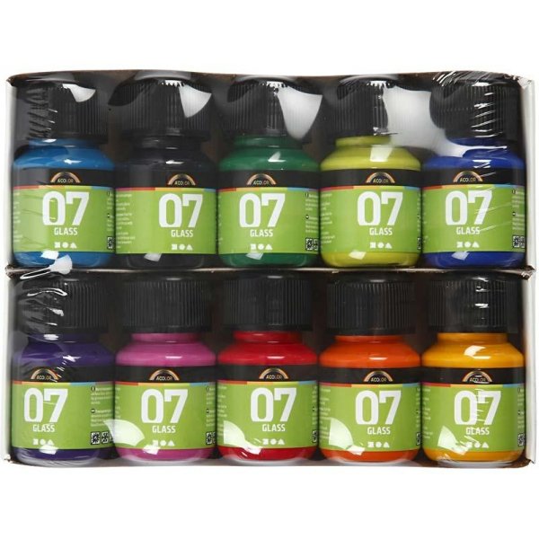 A-Color Glas - gemengde kleuren - 10 x 30 ml A-Color Glas - gemengde kleuren - 10 x 30 ml