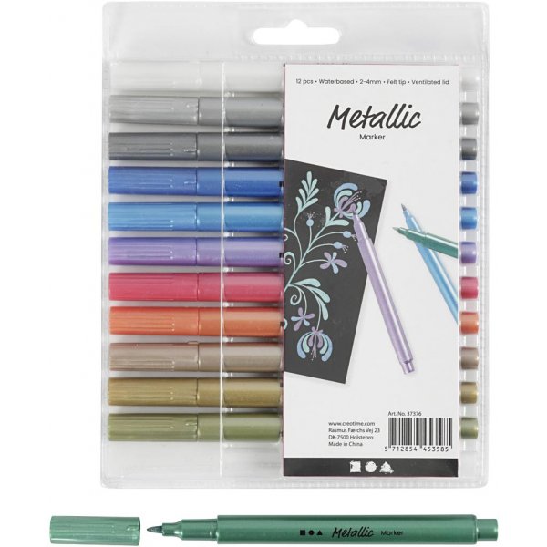 Metallic marker - metallic kleuren - 12 st Metallic marker - metallic kleuren - 12 st