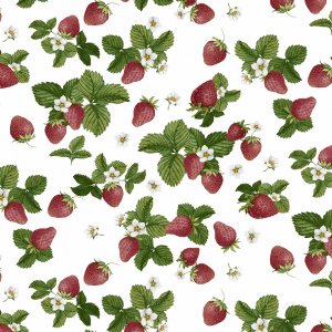 Oliezeil met aardbeienmotief - Wit Oliezeil met aardbeienmotief - Wit