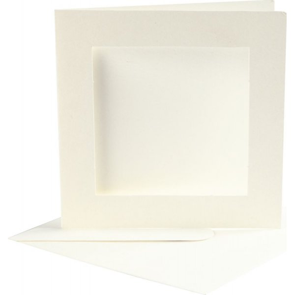 Passepartout kaart met envelop - gebroken wit - 10 sets