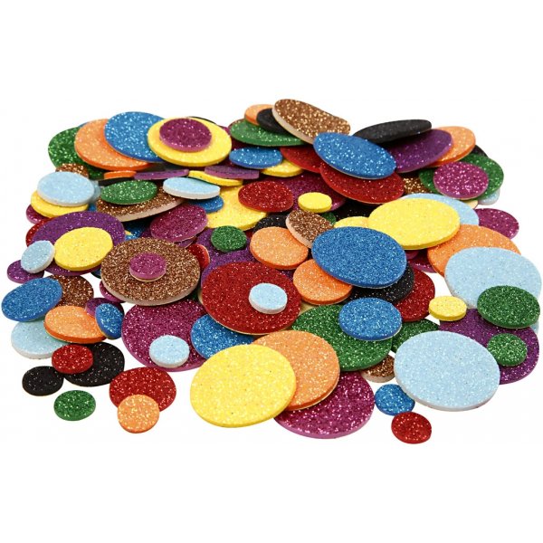 Decoratieve rubberen cirkels - gemengde glitterkleuren - 1000 st