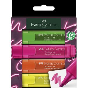 Markeerstift - Faber-Castell - TL 46 - Neon 4 pennen GenZ Markeerstift - Faber-Castell - TL 46 - Neon 4 pennen GenZ