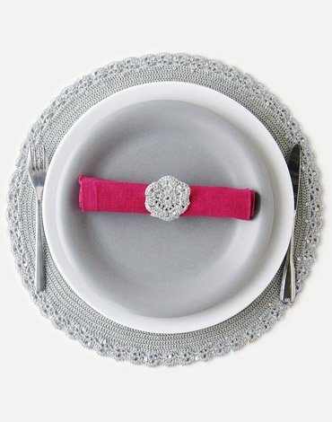 Haakpatroon - Gehaakte placemat, servetring, ronde en vierkante mand, kerstboomversiering Haakpatroon - Gehaakte placemat, servetring, ronde en vierkante mand, kerstboomversiering