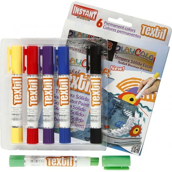 Playcolor Textielverf - gemengde kleuren - 6 st