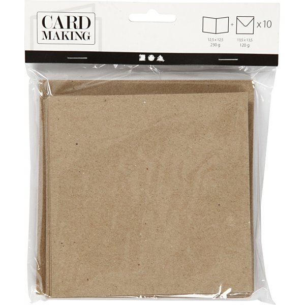 Ansichtkaart met envelop - naturel - 12,5 x 12,5 cm - 10 st Ansichtkaart met envelop - naturel - 12,5 x 12,5 cm - 10 st